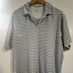 Abercrombie & Fitch Navy and White Striped Polo Shirt